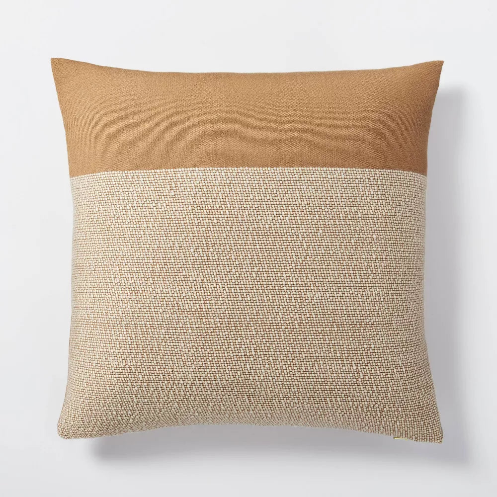 Color Block Square Throw Pillow Cream/Rust - Threshold designed with Studio McGee