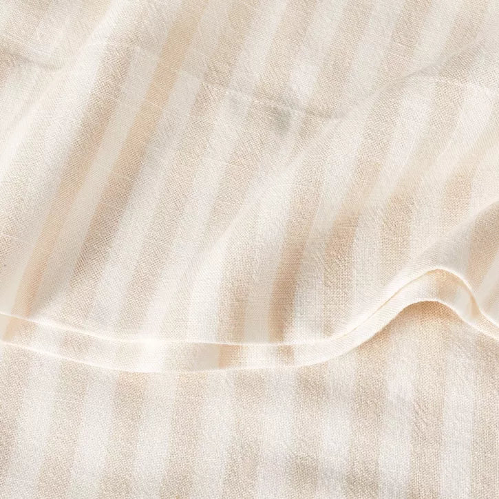 Standard Linen Blend Pillowcase Set Natural Stripe - Casaluna