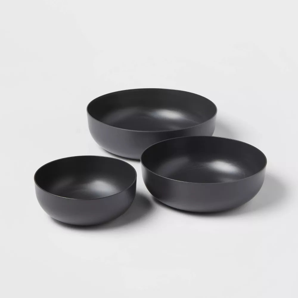 3pc Plastic Nesting Serving Bowls Gray - Made By Design