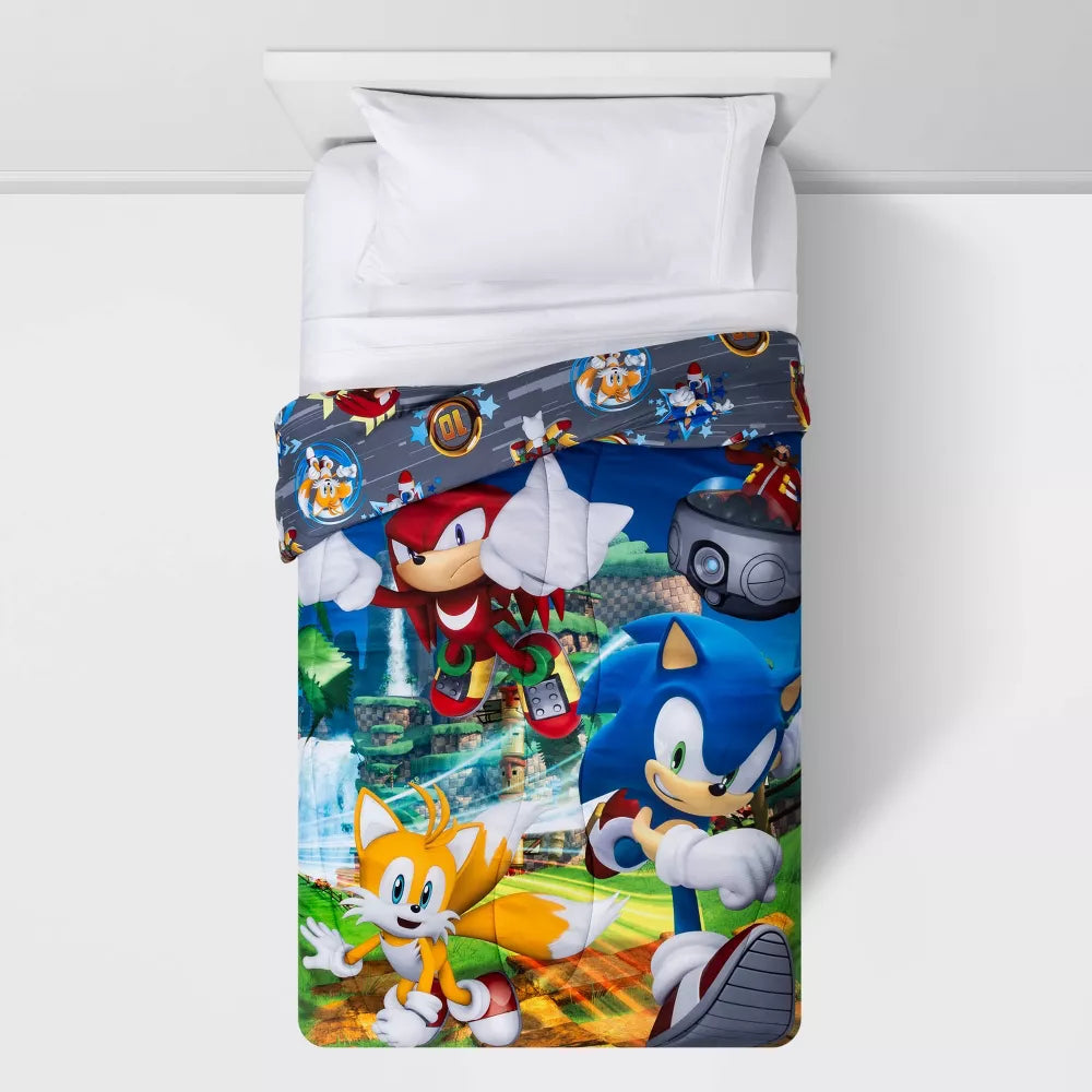 Twin Sonic the Hedgehog Run Rings Around You Comforter