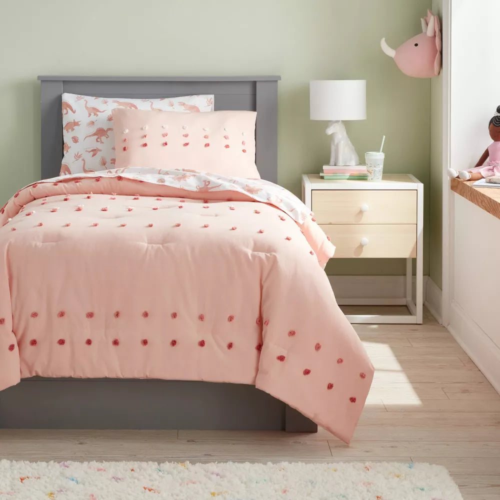 Full/Queen Pom Comforter Set Pink - Pillowfort