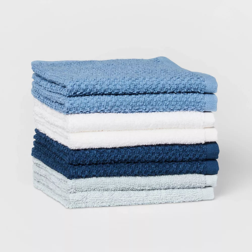 8pc 12"x12" Washcloth Set Blue - Pillowfort
