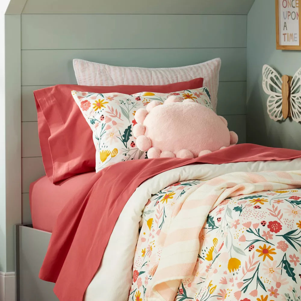 Full Solid Cotton Sheet Set Rose - Pillowfort