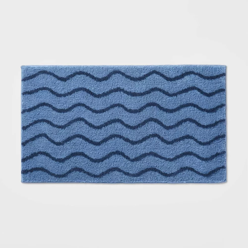 Wave Bath Rug Navy - Pillowfort
