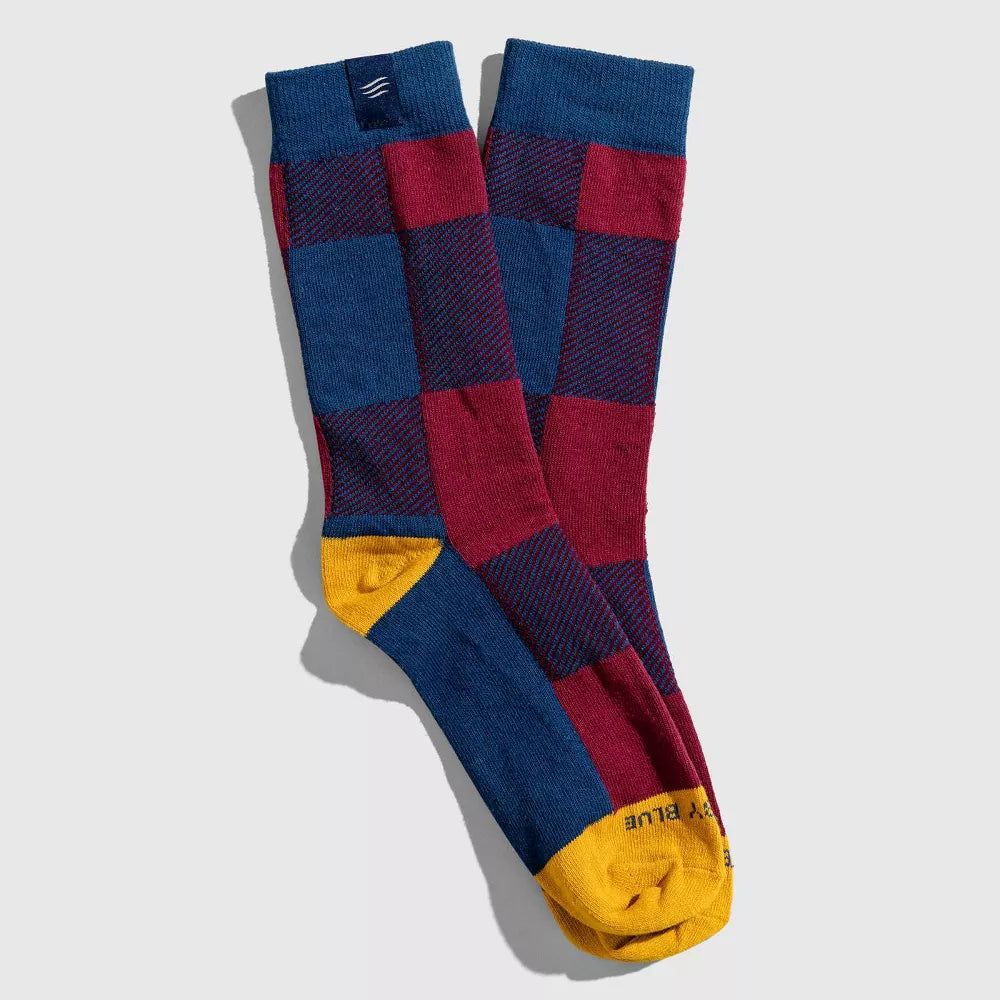 United By Blue Organic Print Crew Socks - Maroon Rhododendron L