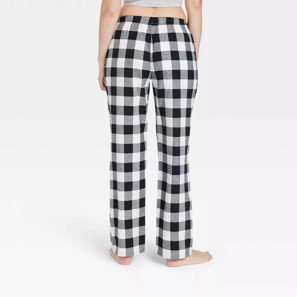 Women's Perfectly Cozy Flannel Plaid Pajama Pants - Stars Above White L