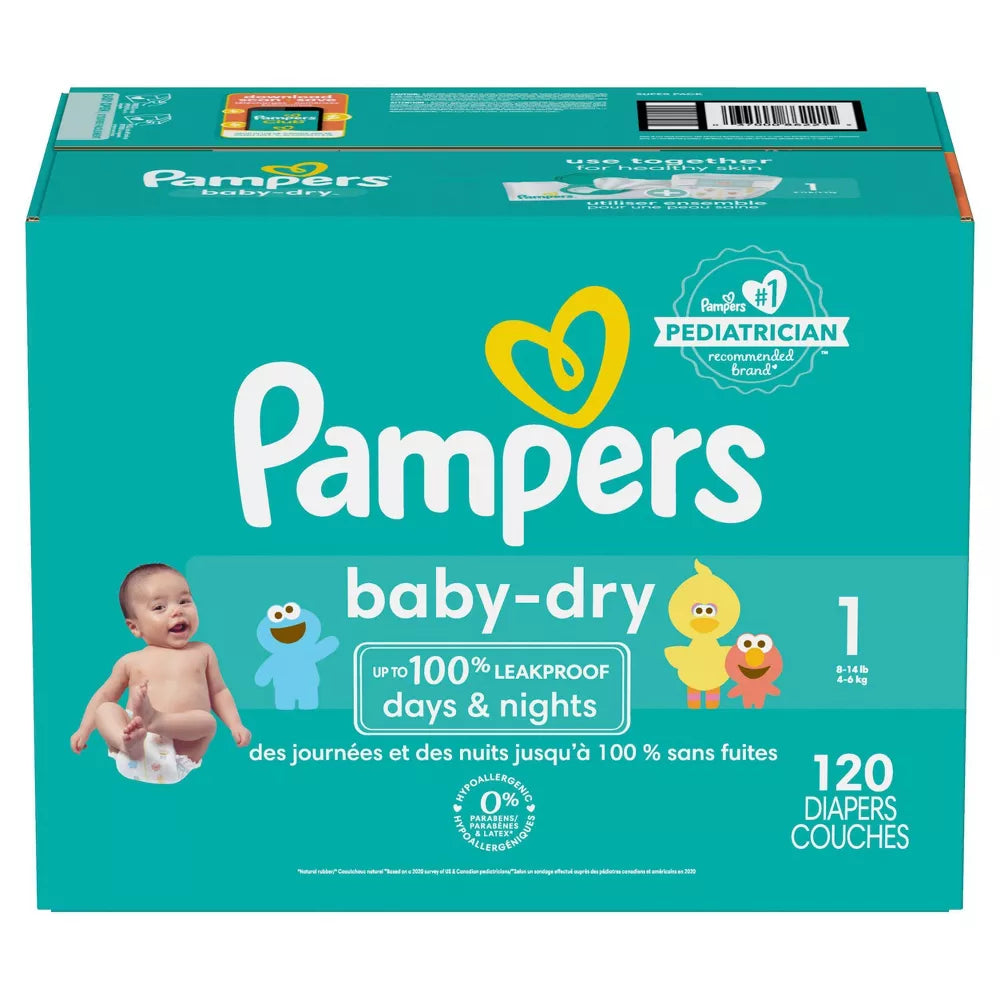 Pampers Baby Dry Diapers Super Pack - Size 1 - 120ct