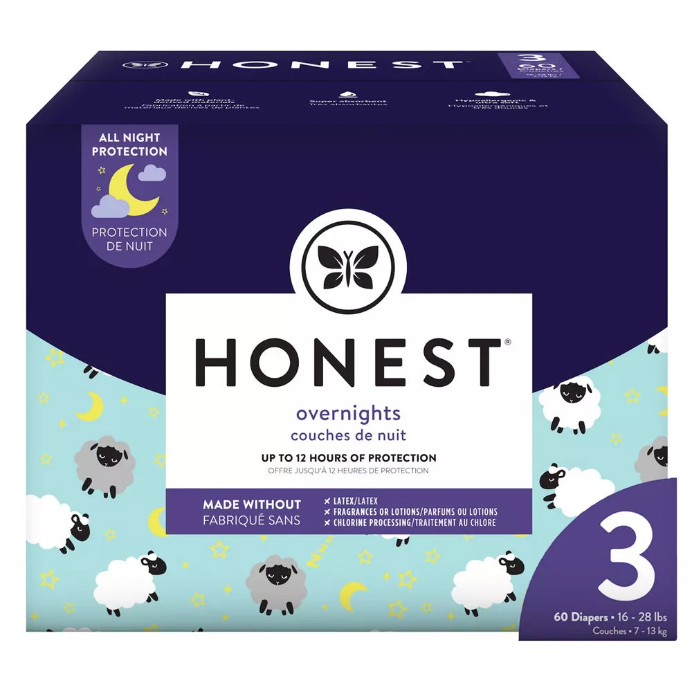 The Honest Company Overnight Diapers Sleepy Sheep Size 3 - 60ct