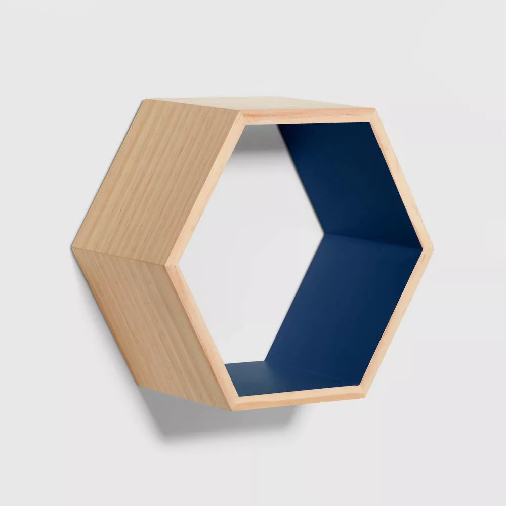 Natural Wood Hexagon Shelf Navy - Pillowfort