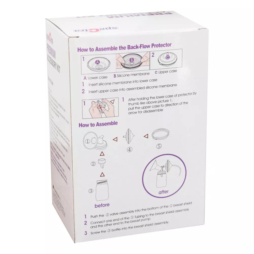 Spectra Breast Pump Premium Accessory Kit with 24mm Breast Flange, Replacement Parts, and Bottle
