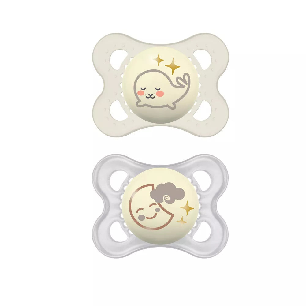 MAM Glow in the Dark Night Orthodontic Pacifier 0-6 Months - 2ct