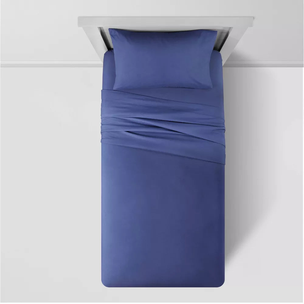 Full Solid Cotton Sheet Set Navy - Pillowfort
